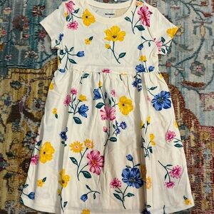 Old Navy ivory pink blue yellow floral knit babydoll dress toddler 3T